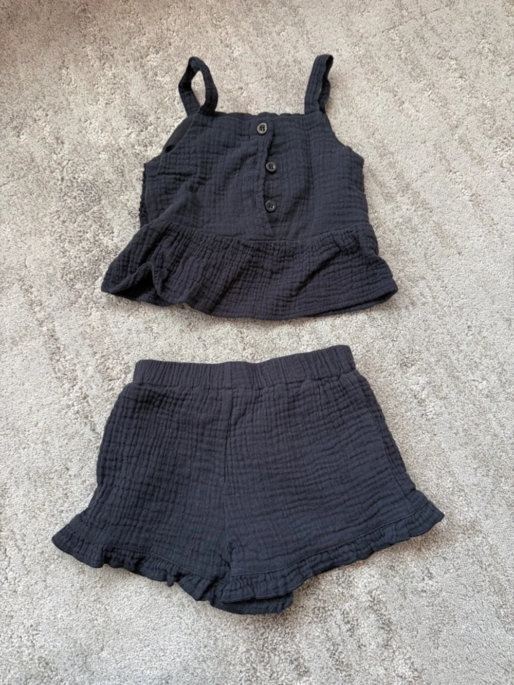 BTWEEN girls Black Daisy Crochet Tank & Shorts Set - Picture 3 of 4